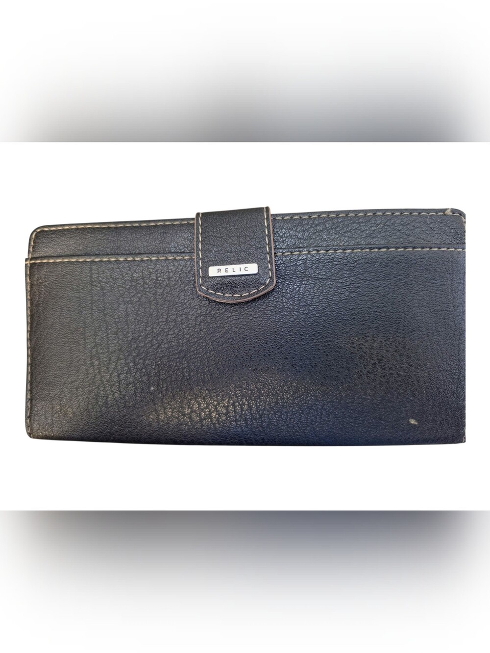 Relic RFID Checkbook Wallet Polka Dot Black & Brown